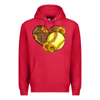 Cardinal Softball Heart With Sunflowers Premium Hoodie - LillyAllenDesigns