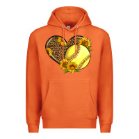 Carrot Softball Heart With Sunflowers Premium Hoodie - LillyAllenDesigns