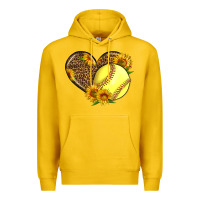 Lemon Softball Heart With Sunflowers Premium Hoodie - LillyAllenDesigns