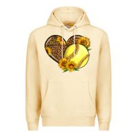 Pina Colada Softball Heart With Sunflowers Premium Hoodie - LillyAllenDesigns