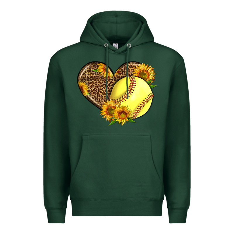 Softball Heart With Sunflowers Premium Hoodie by LillyAllenDesigns | Teevron