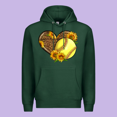 Softball Heart With Sunflowers Premium Hoodie Designed By Lillyallendesigns