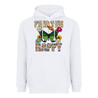 White Kind The Happy Heavyweight Hoodie - CowhideDigitalArt