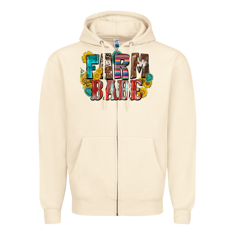 Farm Babe Zipper Hoodie by Zillion Design Studio | Teevron