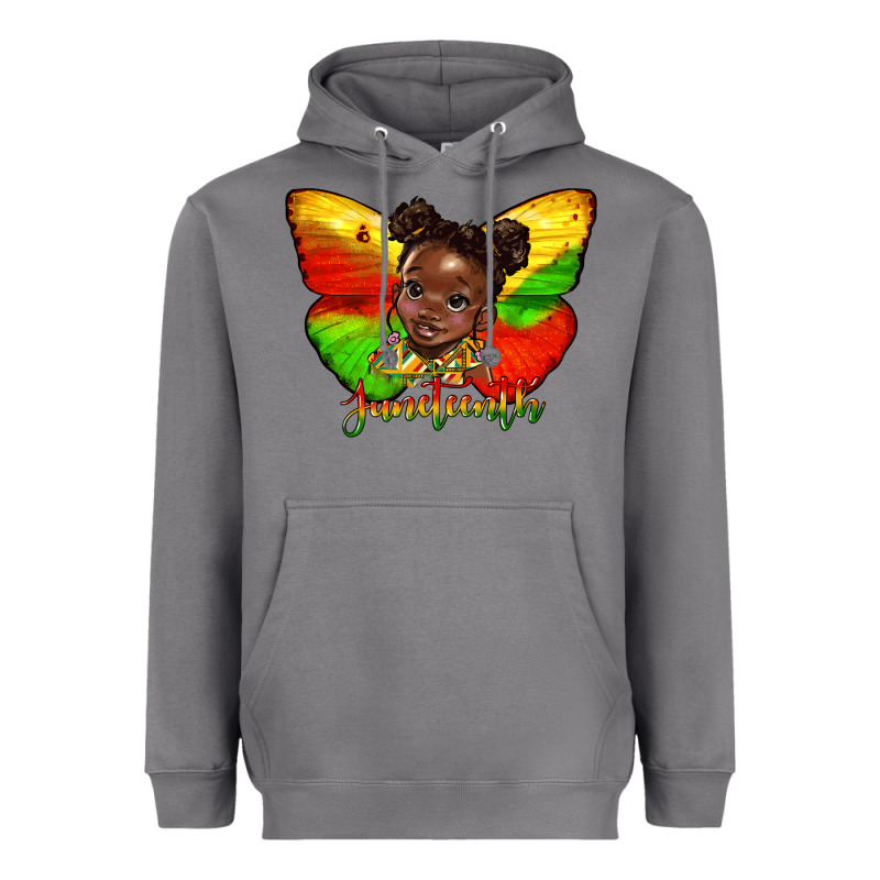 Juneteenth Butterfly Black Girl Heavyweight Hoodie by HRA Design Shop | Teevron