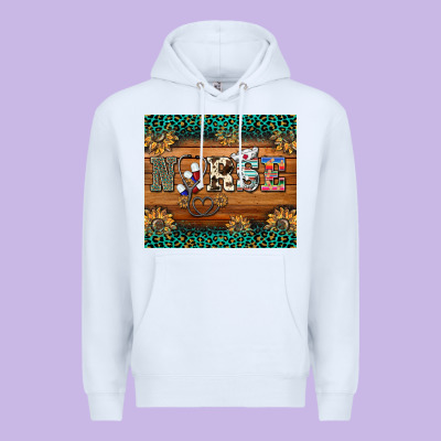 Western Nurse Glitter Leopard Sunflowers Premium Hoodie Designed By Barkaloodesign