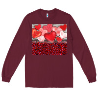 Burgundy valentine's day red hearts red leopard Long Sleeve Tee - BarkalooDesign