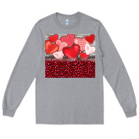 Heather Grey valentine's day red hearts red leopard Long Sleeve Tee - BarkalooDesign