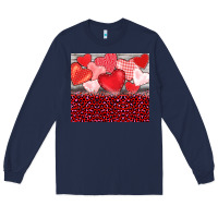 Navy valentine's day red hearts red leopard Long Sleeve Tee - BarkalooDesign