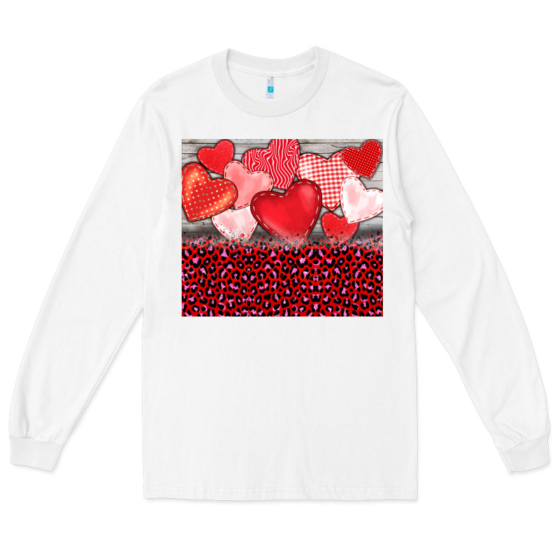 Valentine's Day Red Hearts Red Leopard Long Sleeve Tee by BarkalooDesign | Teevron