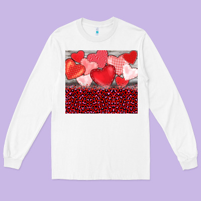 Valentine's Day Red Hearts Red Leopard Long Sleeve Tee Designed By Barkaloodesign
