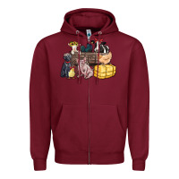 Burgundy farm animals wagon Zipper Hoodie - Zillion Design Studio
