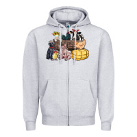 Heather Grey farm animals wagon Zipper Hoodie - Zillion Design Studio