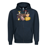 Navy farm animals wagon Zipper Hoodie - Zillion Design Studio