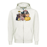 Oatmeal Heather farm animals wagon Zipper Hoodie - Zillion Design Studio