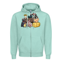 Seafoam farm animals wagon Zipper Hoodie - Zillion Design Studio