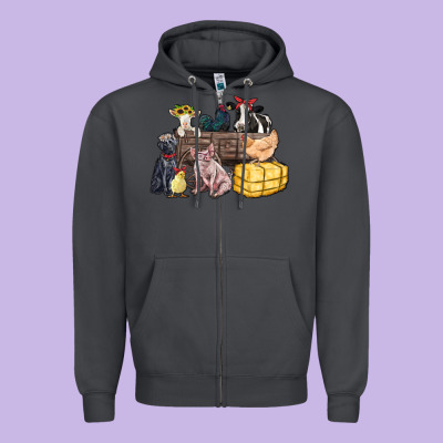 Farm Animals Wagon Zipper Hoodie Designed By Zillion Design Studio