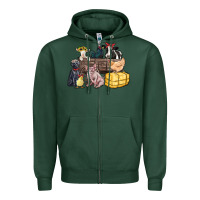Sports Green farm animals wagon Zipper Hoodie - Zillion Design Studio