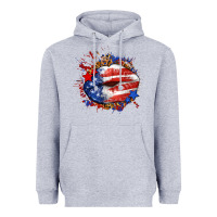 Heather Grey Leopard American flag lips Heavyweight Hoodie - Neo Western