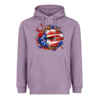 Lavender Leopard American flag lips Heavyweight Hoodie - Neo Western