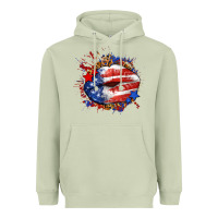 Matcha Leopard American flag lips Heavyweight Hoodie - Neo Western