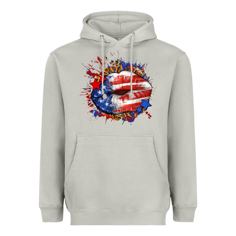 Leopard American Flag Lips Heavyweight Hoodie by Neo Western | Teevron