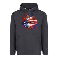Smoke Leopard American flag lips Heavyweight Hoodie - Neo Western