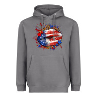 Storm Leopard American flag lips Heavyweight Hoodie - Neo Western