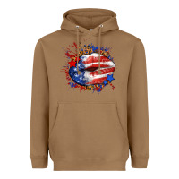 Toasted Coconut Leopard American flag lips Heavyweight Hoodie - Neo Western