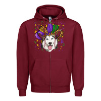 Burgundy Mardi gras hat husky Zipper Hoodie - RanaPortraitStore