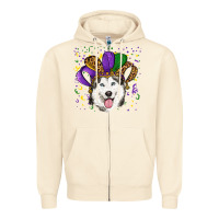 Sandshell Mardi gras hat husky Zipper Hoodie - RanaPortraitStore
