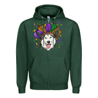 Sports Green Mardi gras hat husky Zipper Hoodie - RanaPortraitStore
