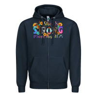 Navy she is strong proverbs 31 25 Zipper Hoodie - Zillion Design Studio