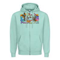 Seafoam she is strong proverbs 31 25 Zipper Hoodie - Zillion Design Studio