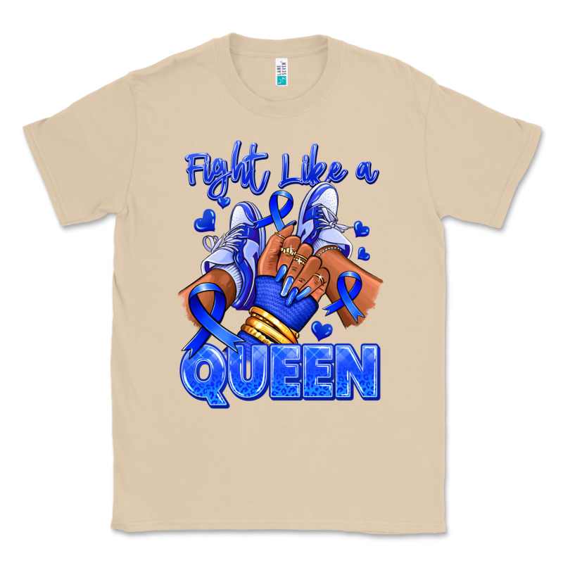 Fight Like A Queen Navy Blue Colon Cancer Afro Gir Classic Tee by RanaPortraitStore | Teevron