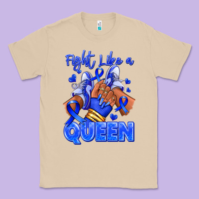 Fight Like A Queen Navy Blue Colon Cancer Afro Gir Classic Tee Designed By Ranaportraitstore