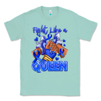 Seafoam fight like a queen navy blue colon cancer afro gir Classic Tee - RanaPortraitStore