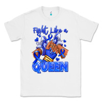 White fight like a queen navy blue colon cancer afro gir Classic Tee - RanaPortraitStore