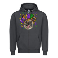 Smoke Mardi gras hat pug Zipper Hoodie - RanaPortraitStore