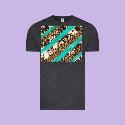 Turquoise Glitter Leopard And Cowhide Vintage Tee Designed By Artiststas