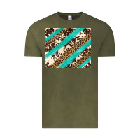 Vintage Olive turquoise glitter leopard and cowhide Vintage Tee - Artiststas