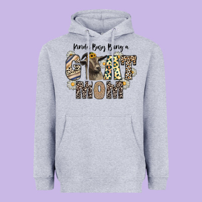 Kinda Busy Being A Goat Mom Heavyweight Hoodie Designed By Cowhidedigitalart