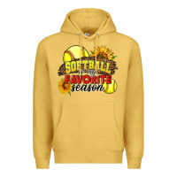 Antique Gold Softball Is My Favorite Season Premium Hoodie - LillyAllenDesigns