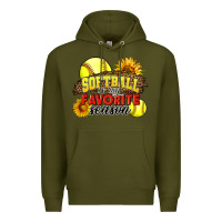 Army Green Softball Is My Favorite Season Premium Hoodie - LillyAllenDesigns