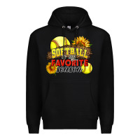 Black Softball Is My Favorite Season Premium Hoodie - LillyAllenDesigns