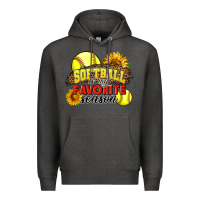 Charcoal Heather Softball Is My Favorite Season Premium Hoodie - LillyAllenDesigns