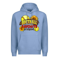 Colony Blue Softball Is My Favorite Season Premium Hoodie - LillyAllenDesigns