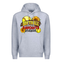 Heather Grey Softball Is My Favorite Season Premium Hoodie - LillyAllenDesigns