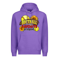 Purple Softball Is My Favorite Season Premium Hoodie - LillyAllenDesigns