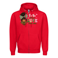 Red sorority colors it's the self love for me afro wom Zipper Hoodie - texasbilliewilder